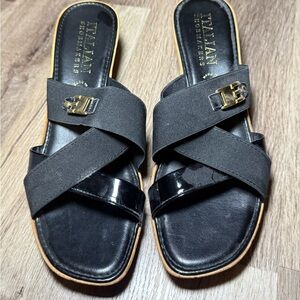 Italian Shoemakers Black and Gold Sandals